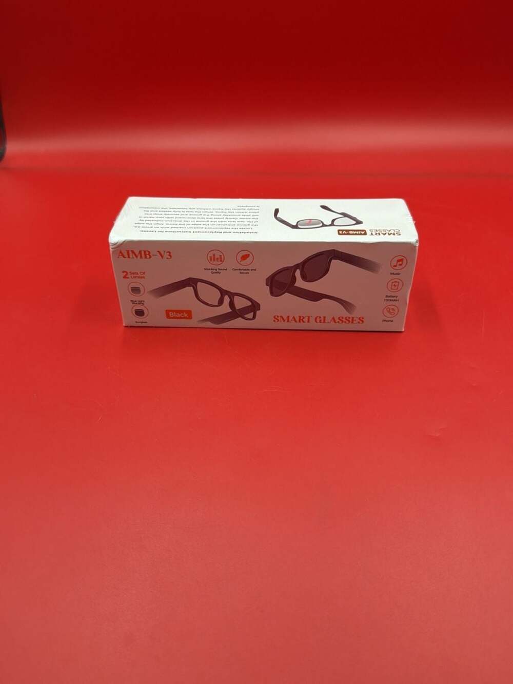 AIMB-V3 Smart Glasses Bluetooth Audio Music Hands-Free Calls Black